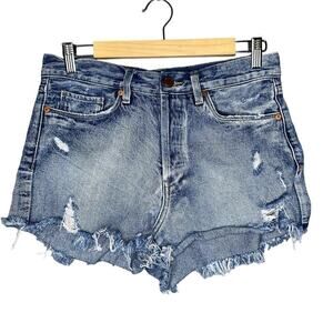Blank NYC Light Wash Distressed Jean Shorts High Rise Blue Size 28